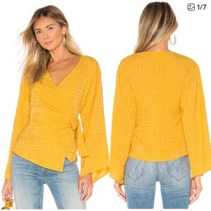 Lovers + Friends Yellow Wrap Blouse